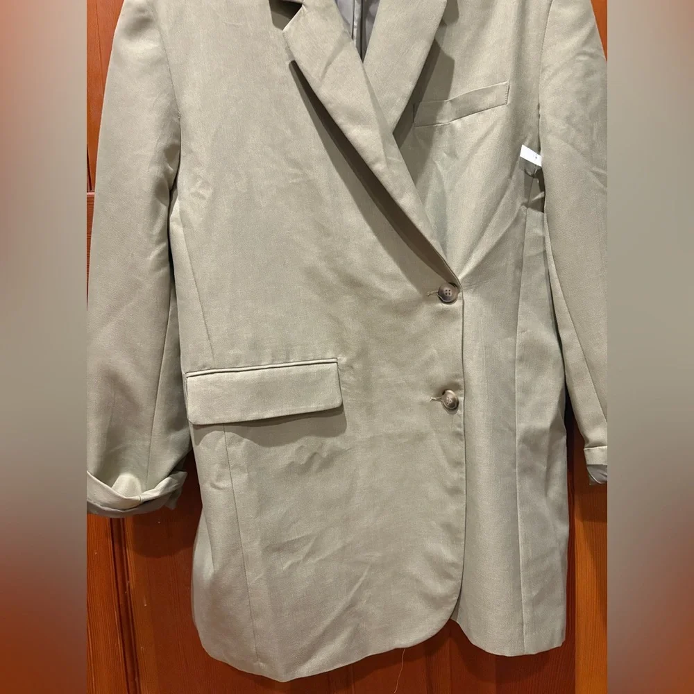 Topshop Tailored Dad Blazer Dress in Sage - Picture 12 of 17